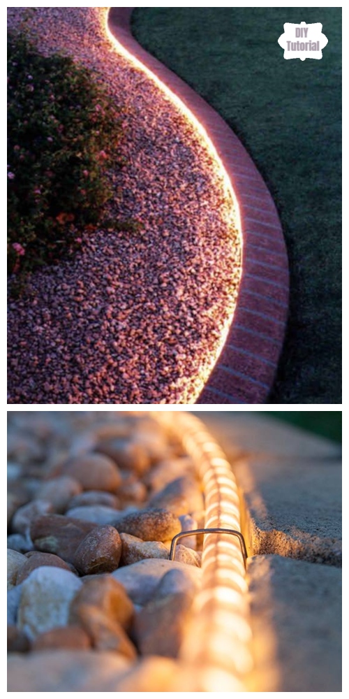 20+ DIY Stunning Outdoor Lighting Ideas for Summer Night - Rope Light along the pathway DIY Tutorial