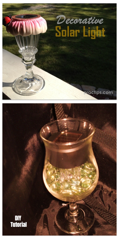 20+ DIY Stunning Outdoor Lighting Ideas for Summer Night - Decorative Upcycled Solar Accent Light DIY Tutorial