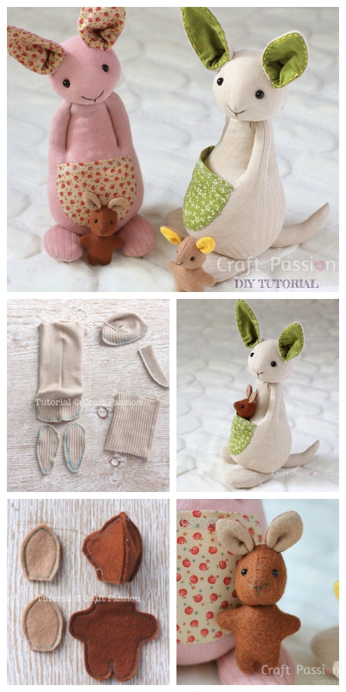 20+ Adorable Sock Toys DIY Tutorials - DIY ﻿Sock Kangaroo Tutorial