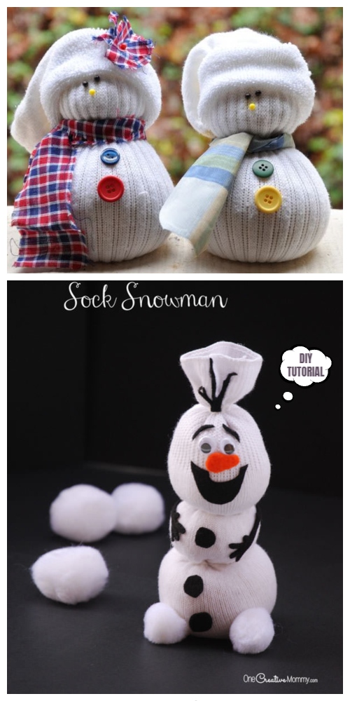 20 Adorable Sock Toys DIY Tutorials You Will Love to Make - DIY ﻿Sock Snowman Tutorials