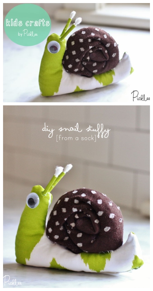 20 Adorable Sock Toys DIY Tutorials You Will Love to Make - DIY ﻿Sock Snail Tutorial