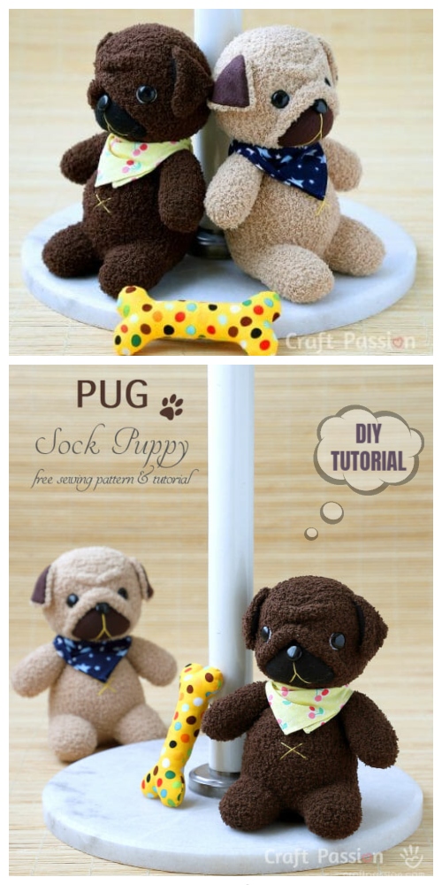 20 Adorable Sock Toys DIY Tutorials You Will Love to Make - DIY ﻿Sock Pug Puppy Tutorial