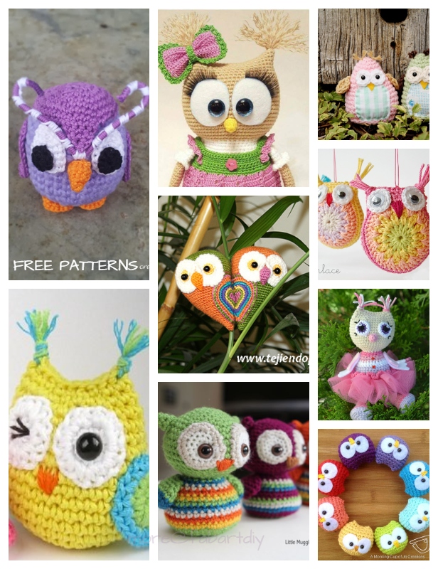 Comparativo de padrões livres de amigurumi de coruja de crochê