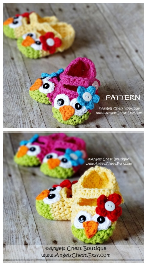 Mary Jane Baby Owl Slippers Crochet Patterns + Video