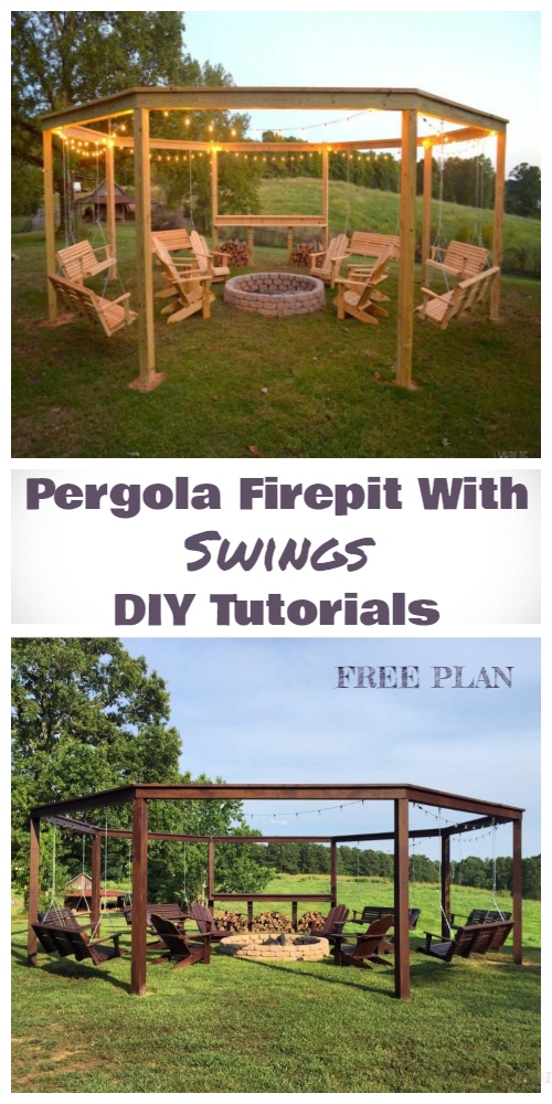 DIY Pergola Firepit With Swings Tutorials