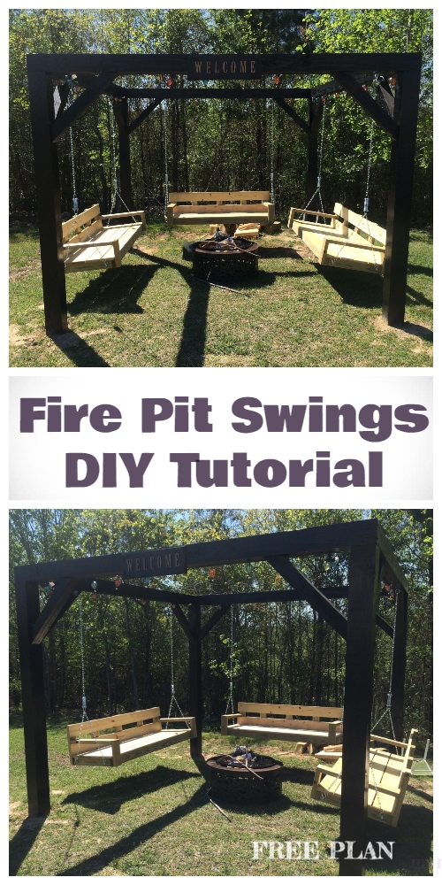 DIY Fire Pit Swing Set Free Plan and Tutorials