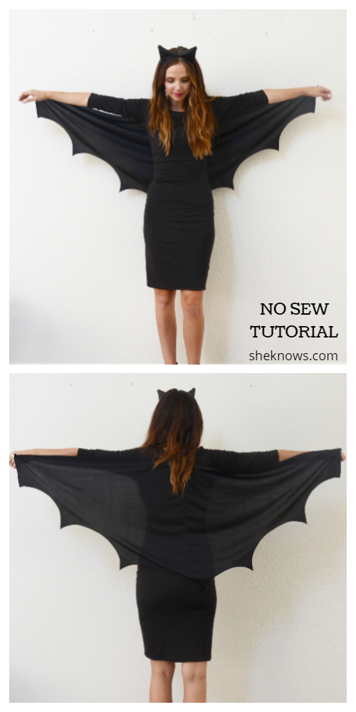 20+ DIY Halloween Costume Tutorials for All Ages -DIY No Sew Bat Wing Costume Tutorials