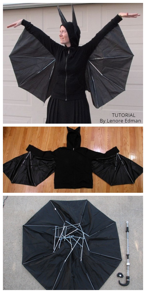 20+ DIY Halloween Costume Tutorials for All Ages - DIY Umbrella Bat Costume