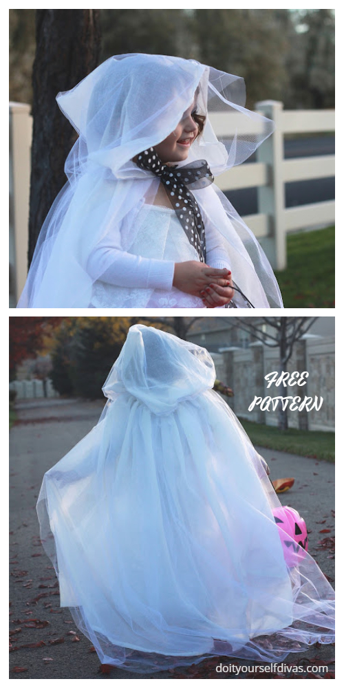 20+ DIY Halloween Costume Tutorials for All Ages - DIY Ghost Costume Free Sewing Pattern&Tutorial