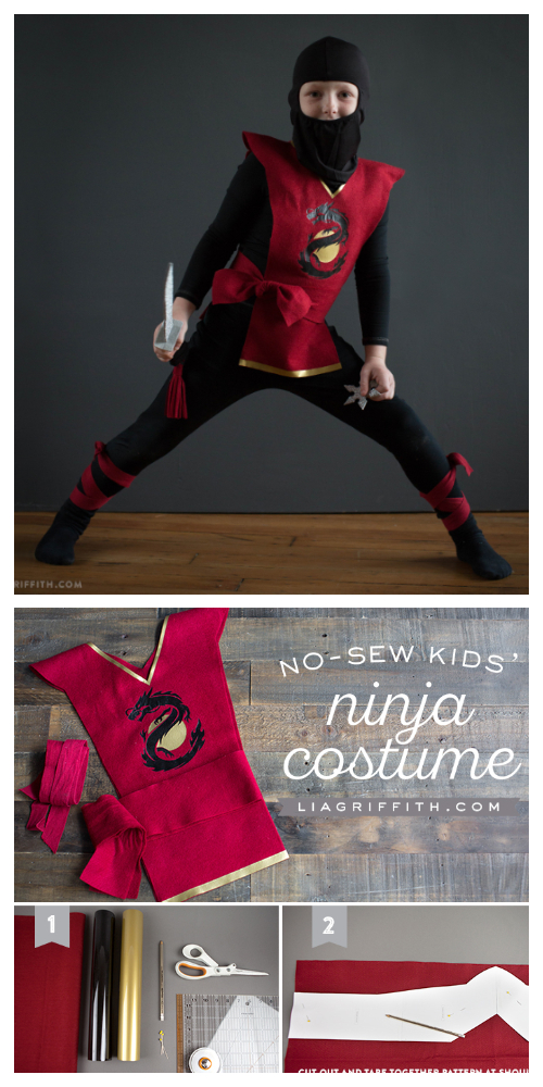 20+ DIY Halloween Costume Tutorials for All Ages -DIY Last Minute Kids Ninja Costume Tutorials