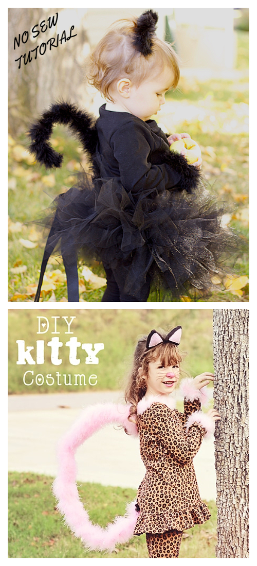 20+ DIY Halloween Costume Tutorials for All Ages -DIY kitty cat Costume Tutorials