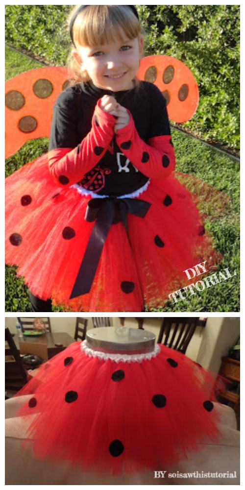 DIY No Sew Tutu Skirt Ideas & Tutorials - Ladybug Tutu skirt DIY Tutorial