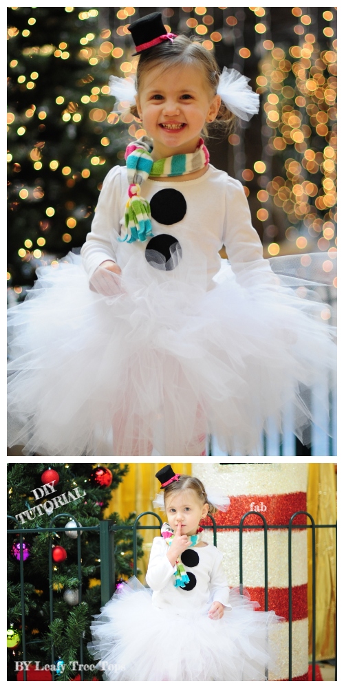 DIY No Sew Tutu Skirt Ideas & Tutorials - Kids SnowmanTutu skirt Costume DIY Tutorial