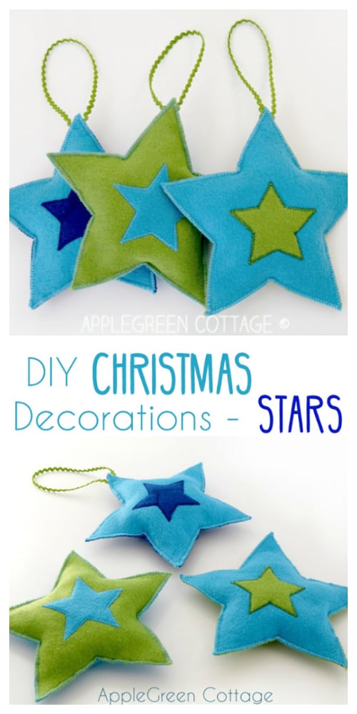 DIY Felt Christmas Ornament Tutorials - Christmas Felt Star Ornament Free Templates