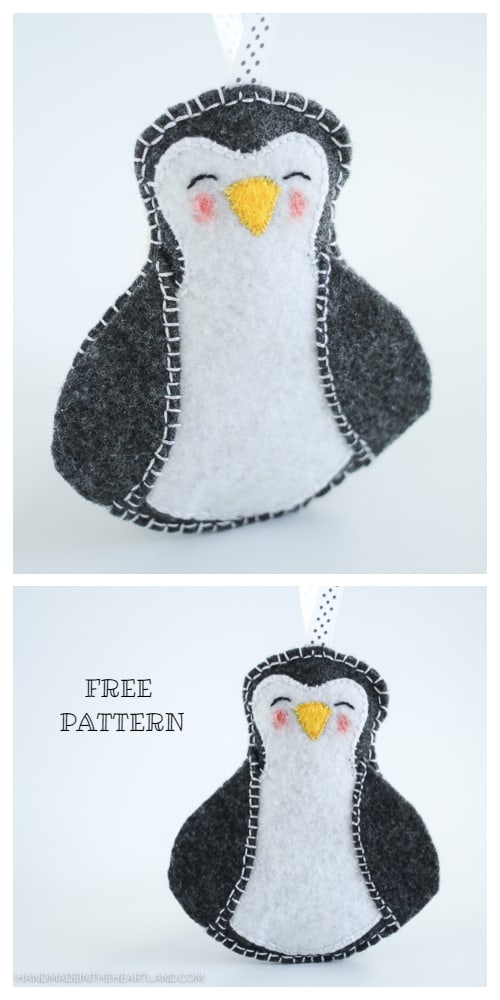 DIY Felt Christmas Ornament Tutorials - Christmas Felt Penguin Ornament Free Templates