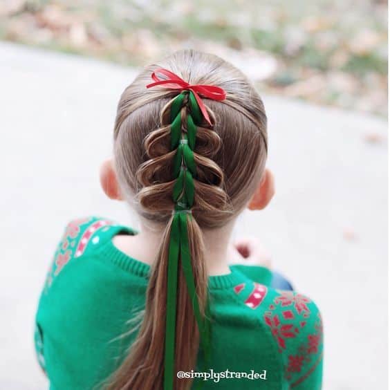 Festive Girls' Christmas Tree Holiday Hairstyle DIY Tutorials + Video