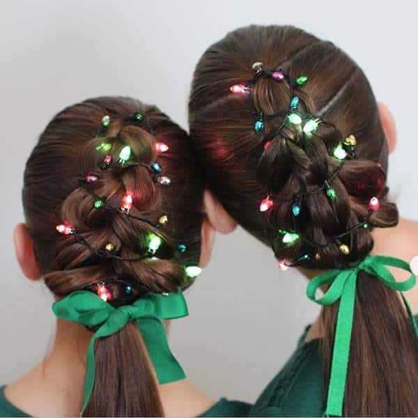 Festive Girls' Christmas Holiday Hairstyle DIY Tutorials 