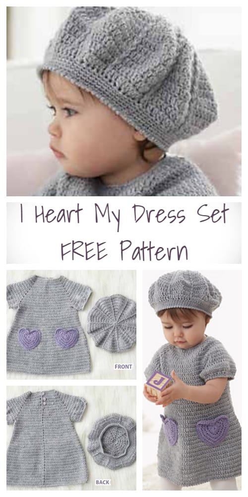 Crochet Beehive Baby Dress And Hat I Heart My Dress Set - FREE Pattern