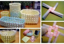 DIY Drinking Straw Basket Organizer Tutorial DIY Drinking Straw Basket Organizer Tutorial