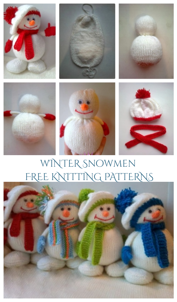 DIY Knitted Winter Hat Snowman Free Knitting Patterns