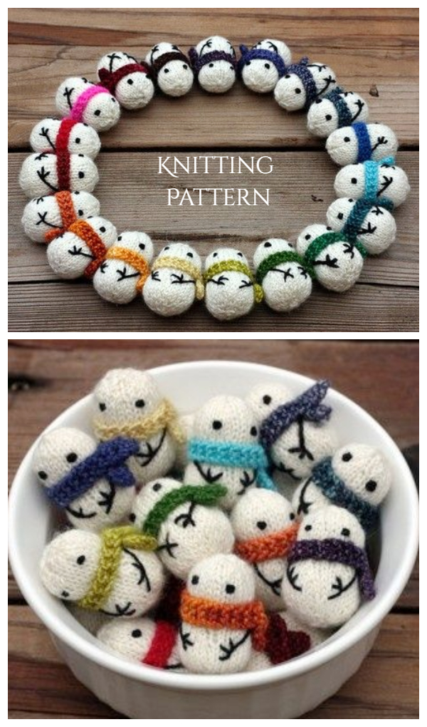 DIY Knit tiny Snowman Toys Knitting Pattern