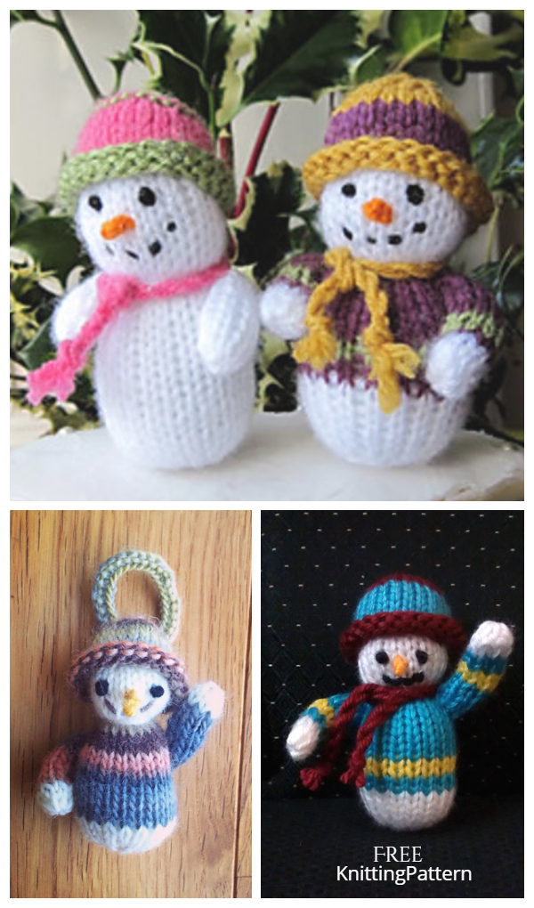 DIY Knit Snowman Ornament Free Knitting Pattern 