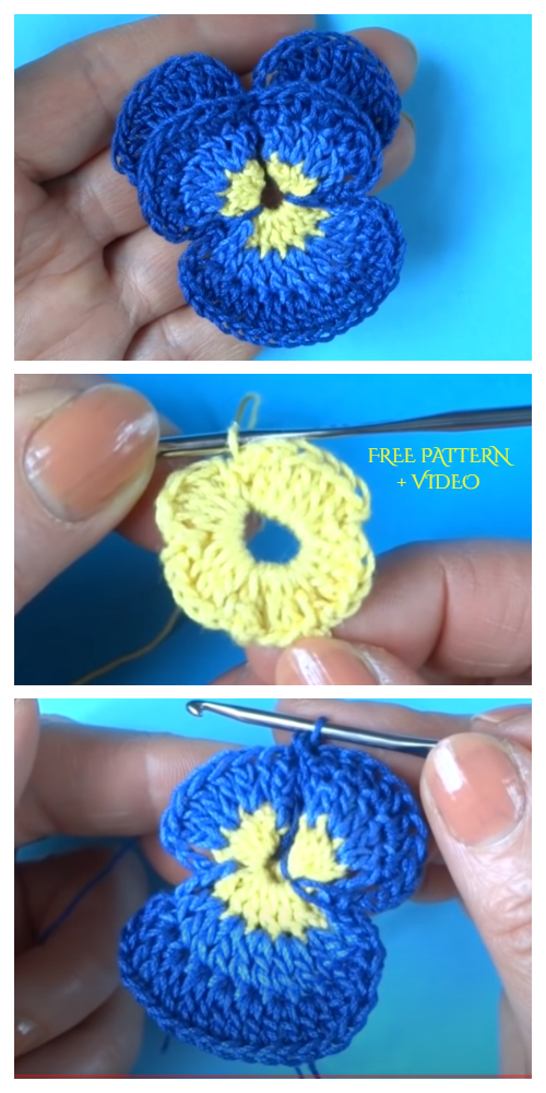 DIY 3D Violet Flower Free Crochet Pattern + Video