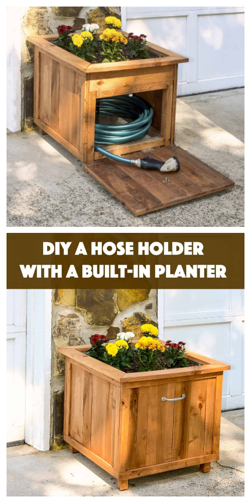 Hose Storage Wood Planter Box DIY Tutorials 