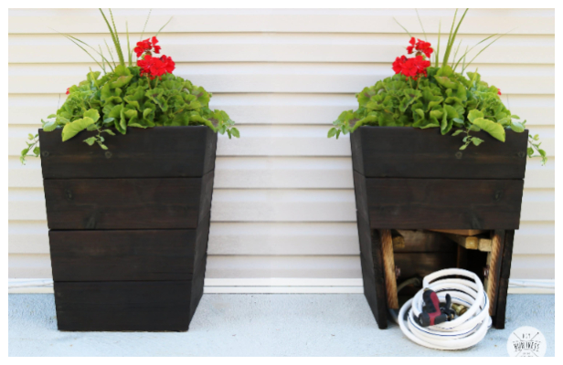 Hose Storage Wood Planter Box DIY Tutorials