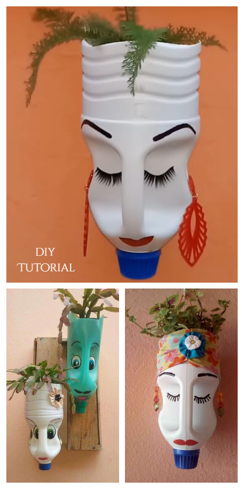 DIY Oil Can Face Plastic Bottle Planter Tutorial + Video