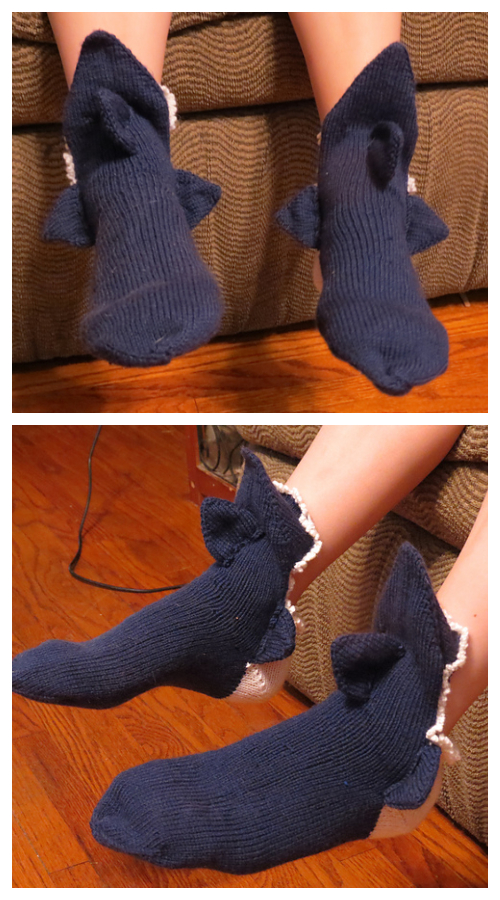 DIY 3D Knitted Shark Bite Socks Knitting Pattern