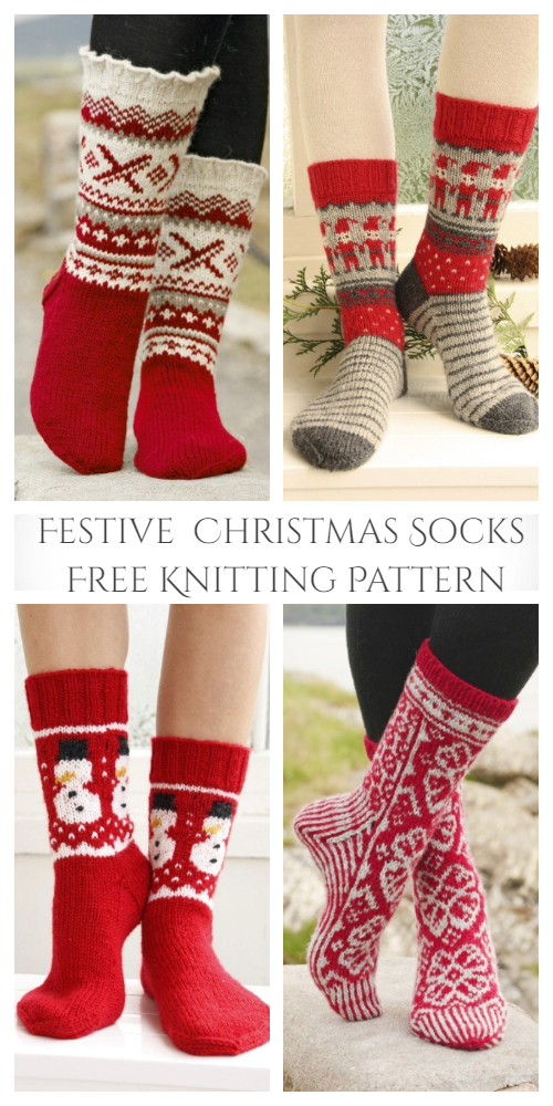 DIY Festive Christmas Socks Free Knitting Pattern