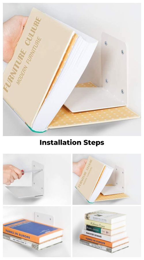 Invisible Floating Bookshelf - Genius Ways to Hide The Eyesores In Your Home