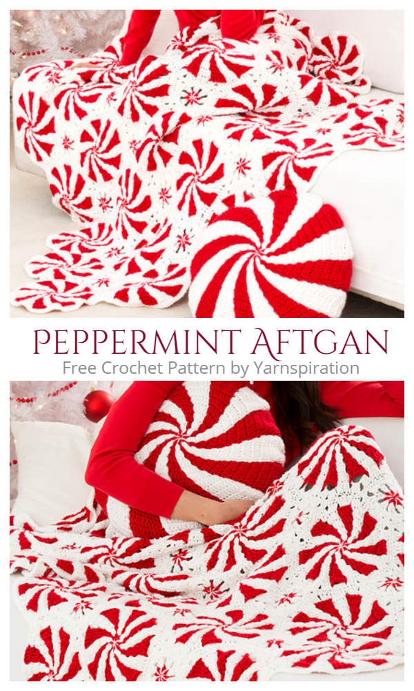 DIY Peppermint Afghan Throw Free Crochet Pattern + Video