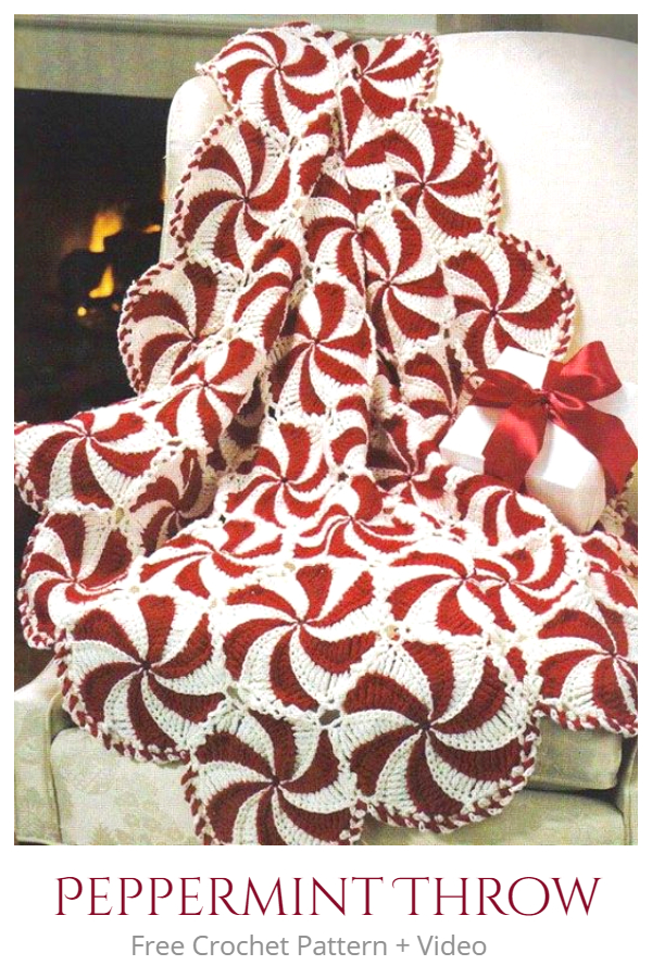 DIY Peppermint Afghan Throw Free Crochet Pattern + Video