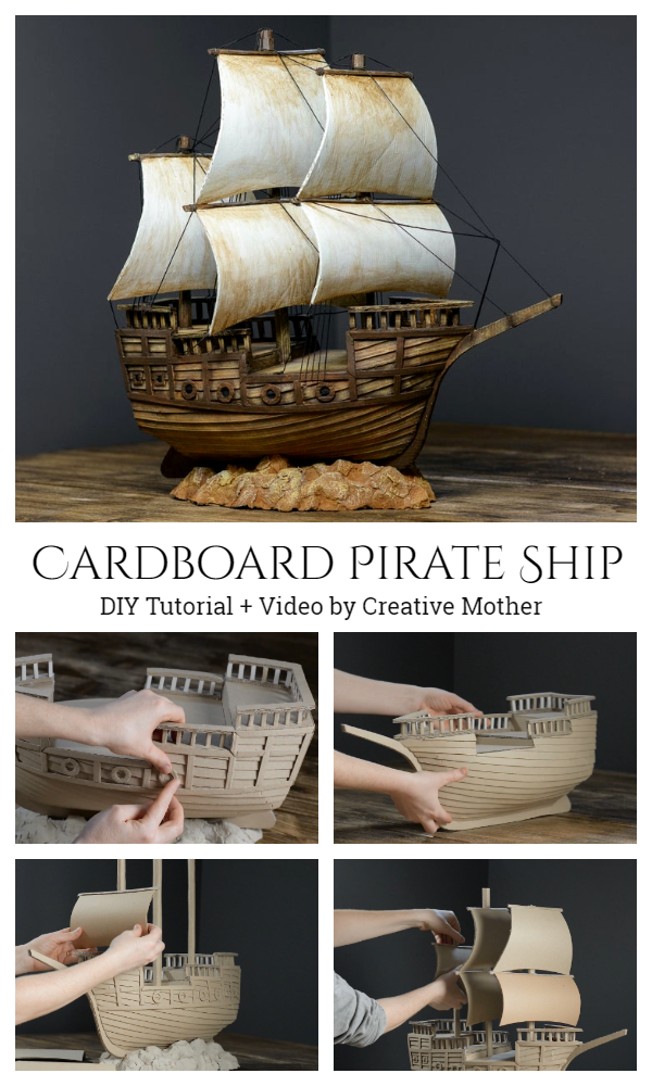 Recycled Cardboard Pirate Ship DIY Tutorial + Video