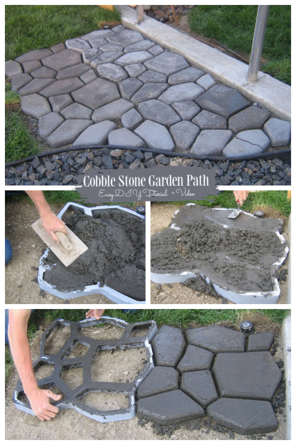 Easy Concrete Cobble Stone Garden Path DIY Tutorial + Video