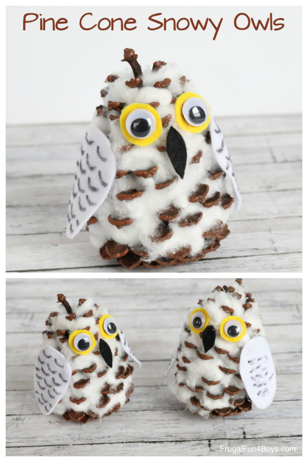 Easy Pine Cone Snowy Owls DIY Tutorial