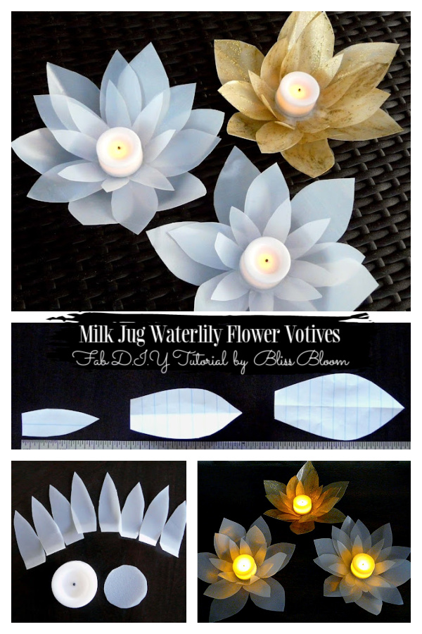 Milk Jug Waterlily Flower Votives DIY Tutorial